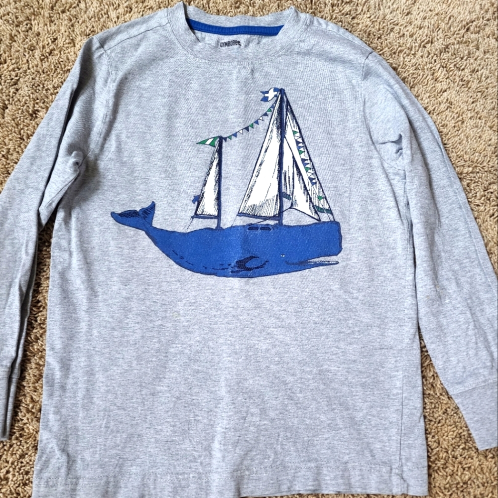 Gymboree sz 7 ls whale boat tee